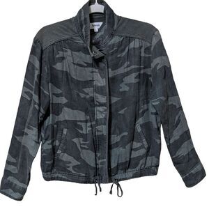 Splendid Ford Bomber camouflage green linen full zip oversized jacket XS